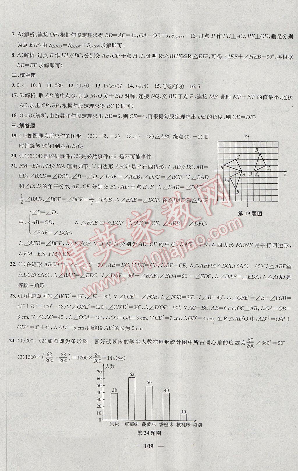 2017年金鑰匙沖刺名校大試卷八年級數(shù)學(xué)下冊江蘇版 參考答案第5頁