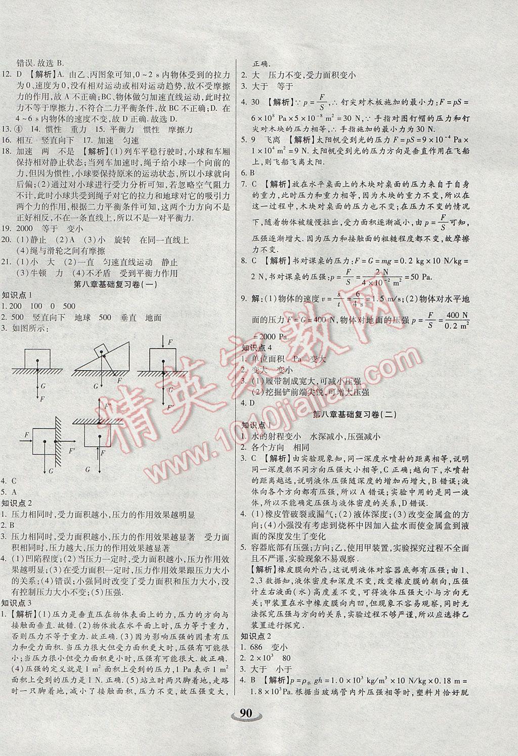 2017年暢響雙優(yōu)卷八年級物理下冊滬科版 參考答案第2頁