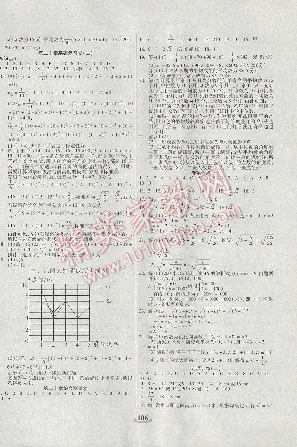 2017年暢響雙優(yōu)卷八年級數(shù)學(xué)下冊人教版 參考答案第6頁