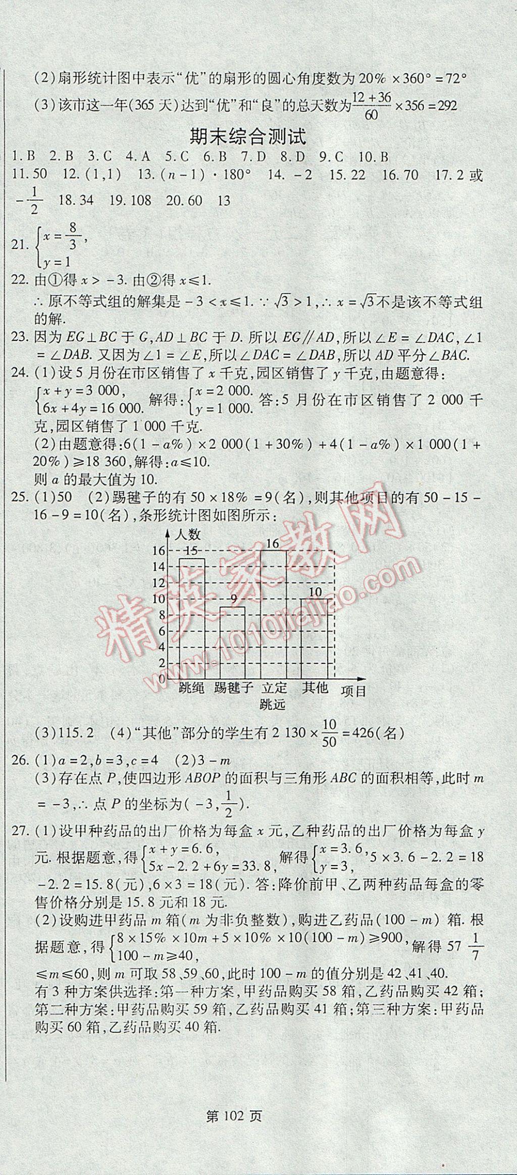 2017年新導(dǎo)航全程測(cè)試卷七年級(jí)數(shù)學(xué)下冊(cè)人教版 參考答案第12頁(yè)