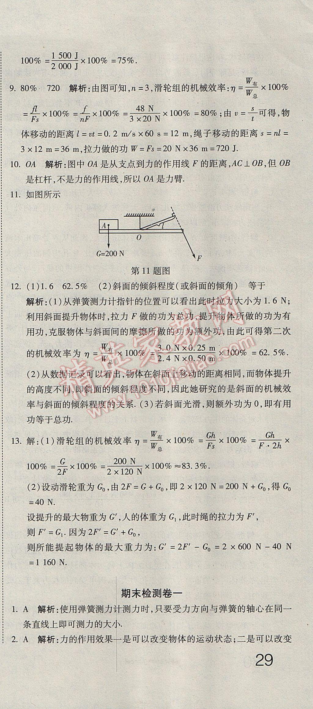 2017年奪冠沖刺卷八年級物理下冊人教版 參考答案第15頁