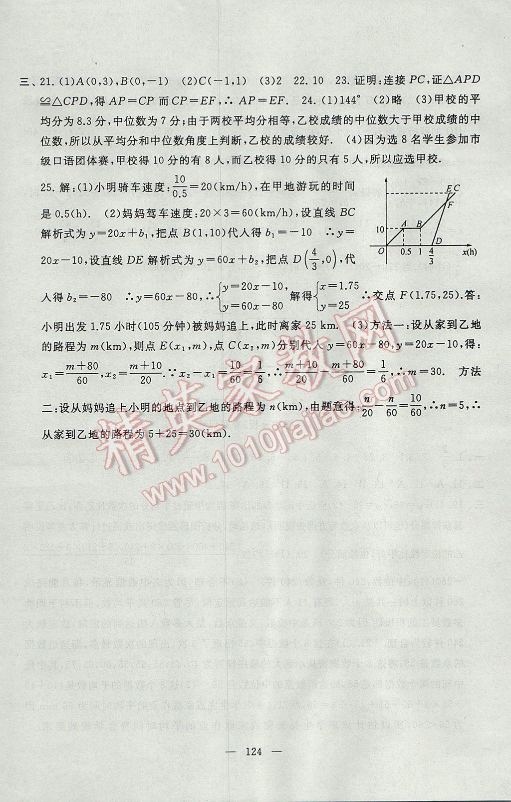 2017年启东黄冈大试卷八年级数学下册人教版 参考答案第24页