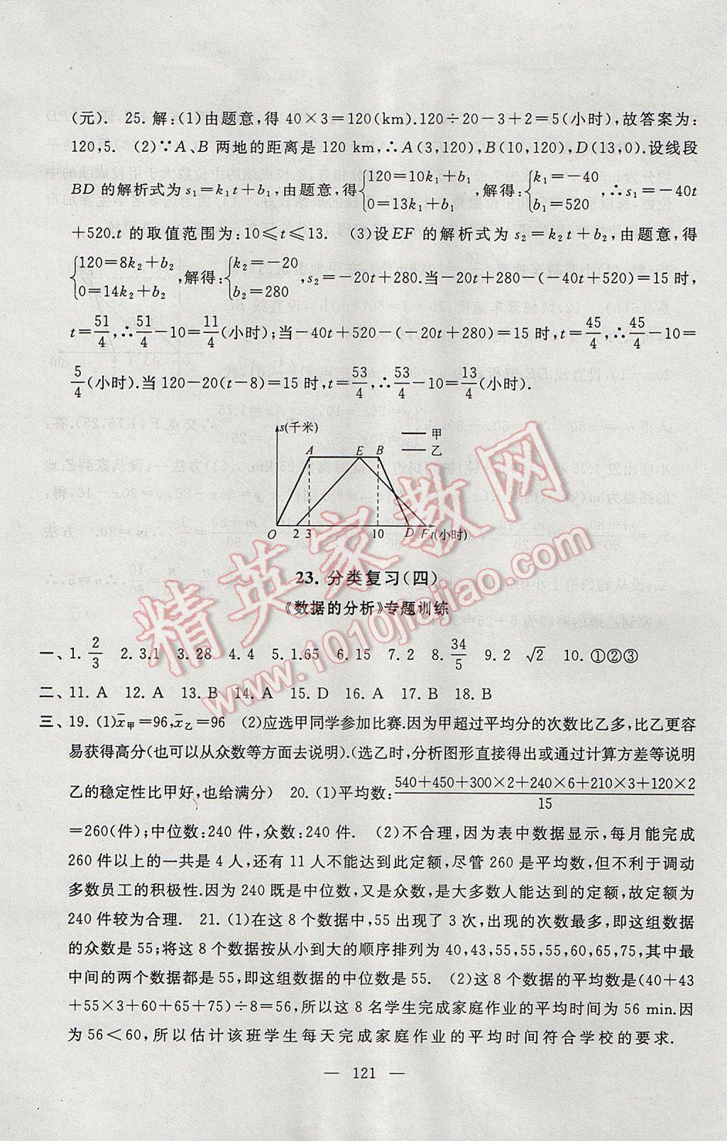 2017年启东黄冈大试卷八年级数学下册人教版 参考答案第21页