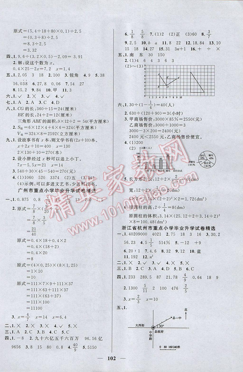 2017年望子成龙最新小学毕业升学必备数学 参考答案第2页