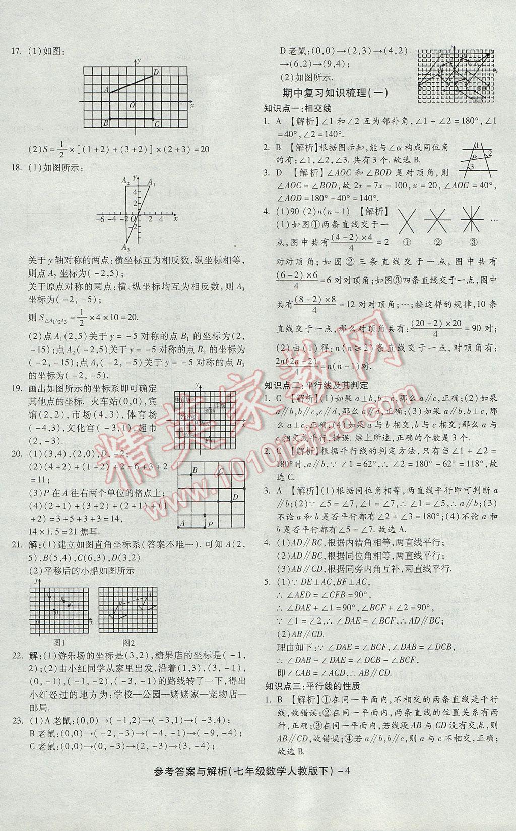 2017年练考通全优卷七年级数学下册人教版 参考答案第4页