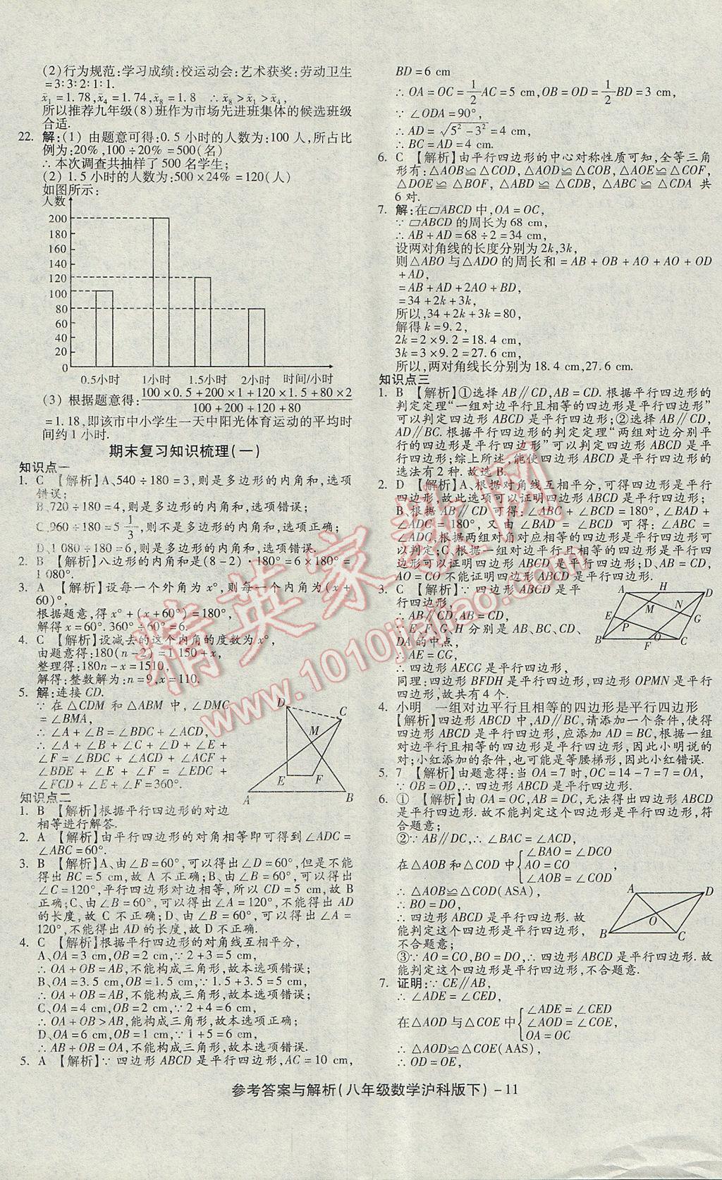 2017年練考通全優(yōu)卷八年級數(shù)學(xué)下冊滬科版 參考答案第11頁