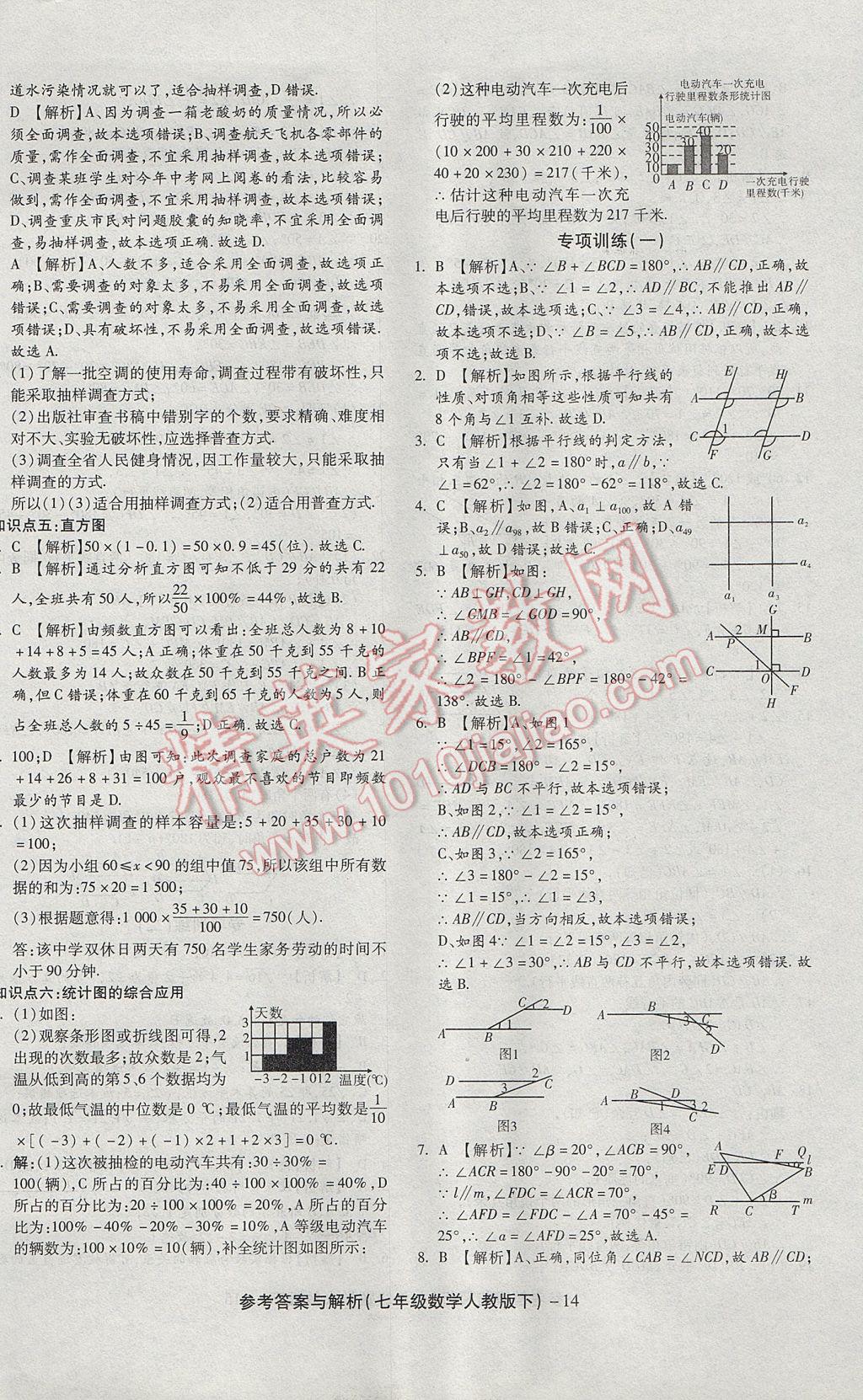 2017年练考通全优卷七年级数学下册人教版 参考答案第14页