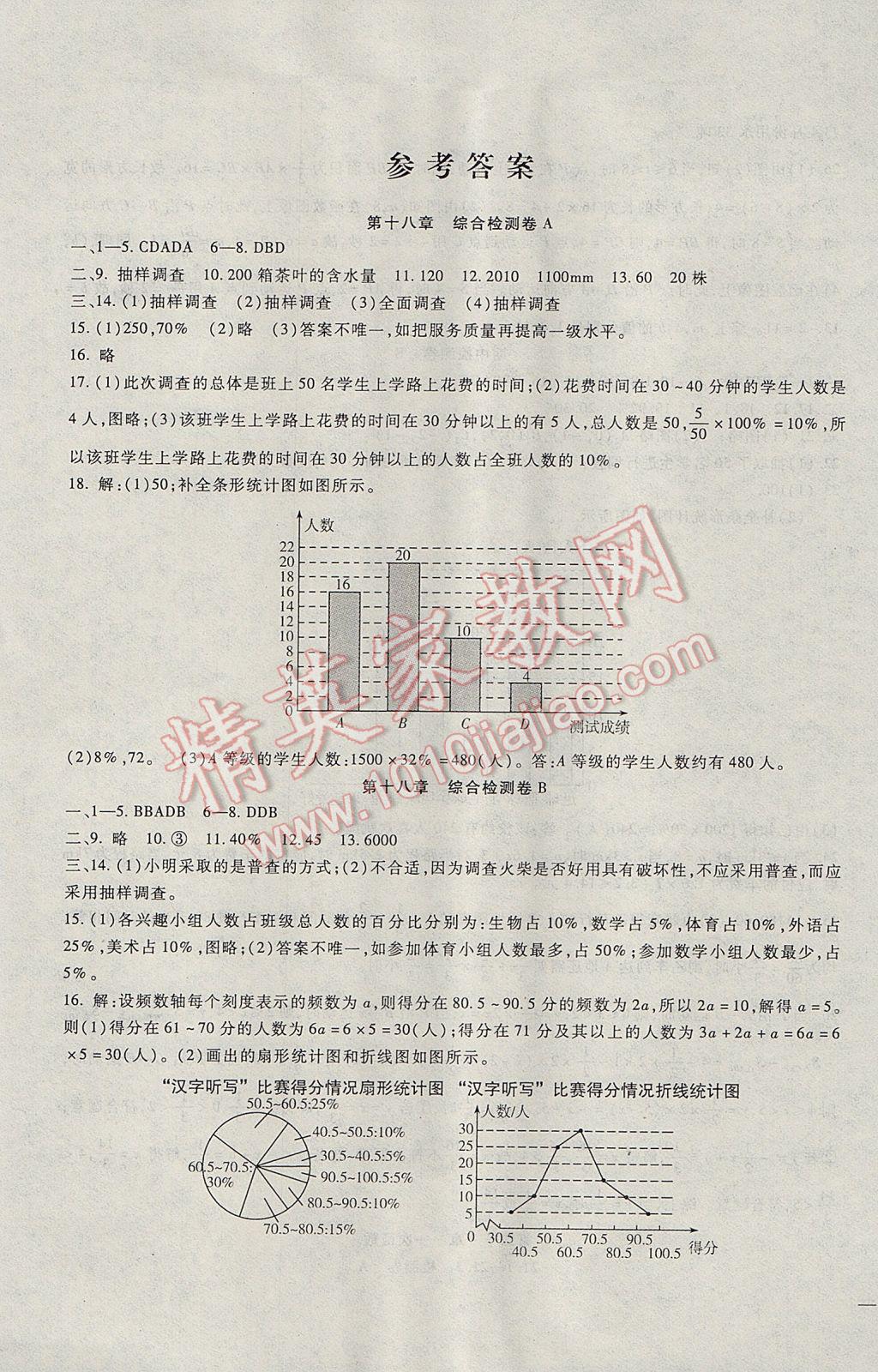 2017年海淀金卷八年级数学下册冀教版 参考答案第1页