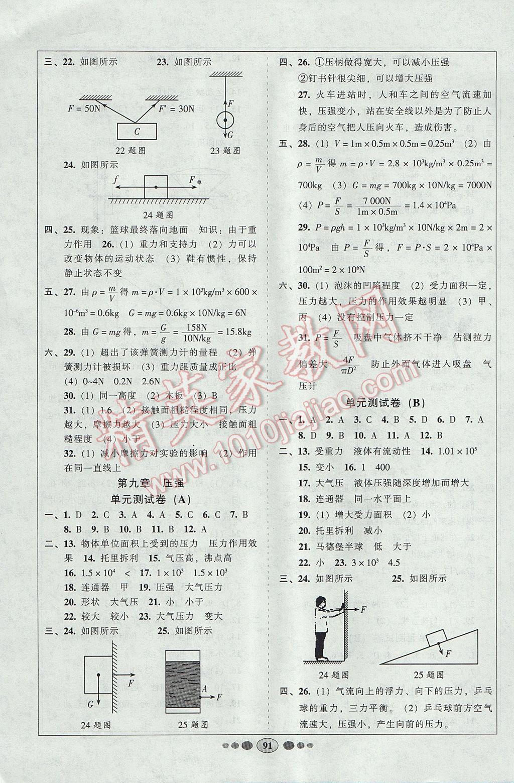 2017年好幫手全程測(cè)控八年級(jí)物理下冊(cè)人教版 參考答案第3頁(yè)