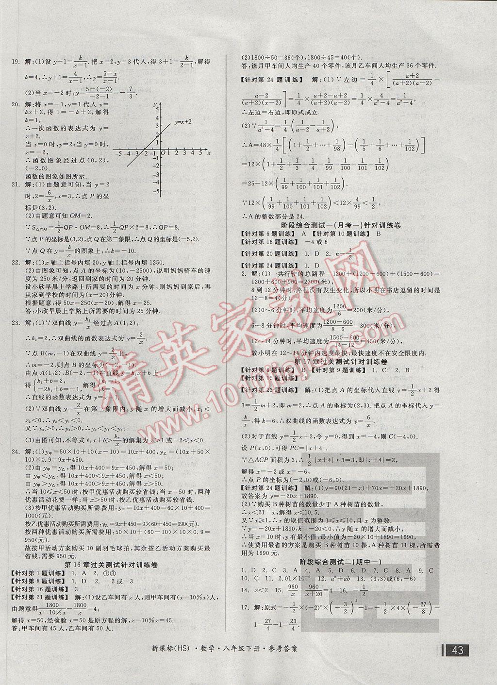 2017年全品小復(fù)習(xí)八年級數(shù)學(xué)下冊華師大版 參考答案第2頁