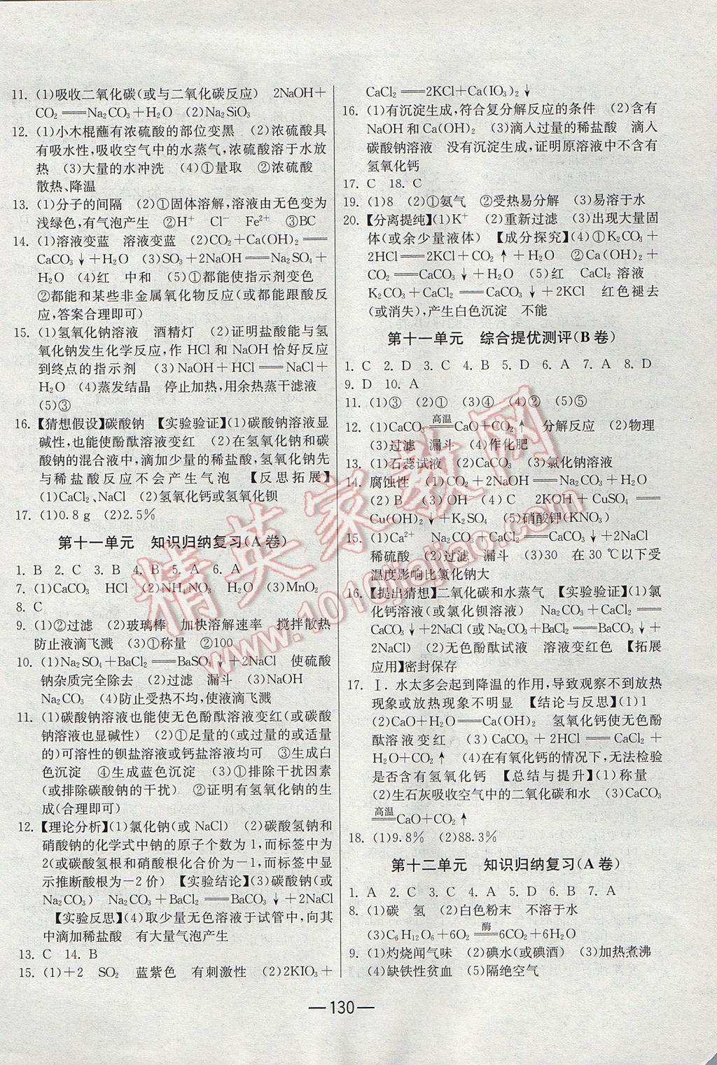 2016年期末闖關(guān)沖刺100分九年級化學(xué)全一冊人教版 參考答案第6頁