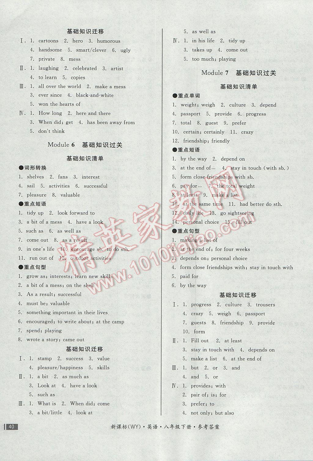 2017年全品小復(fù)習(xí)八年級(jí)英語(yǔ)下冊(cè)外研版 參考答案第3頁(yè)