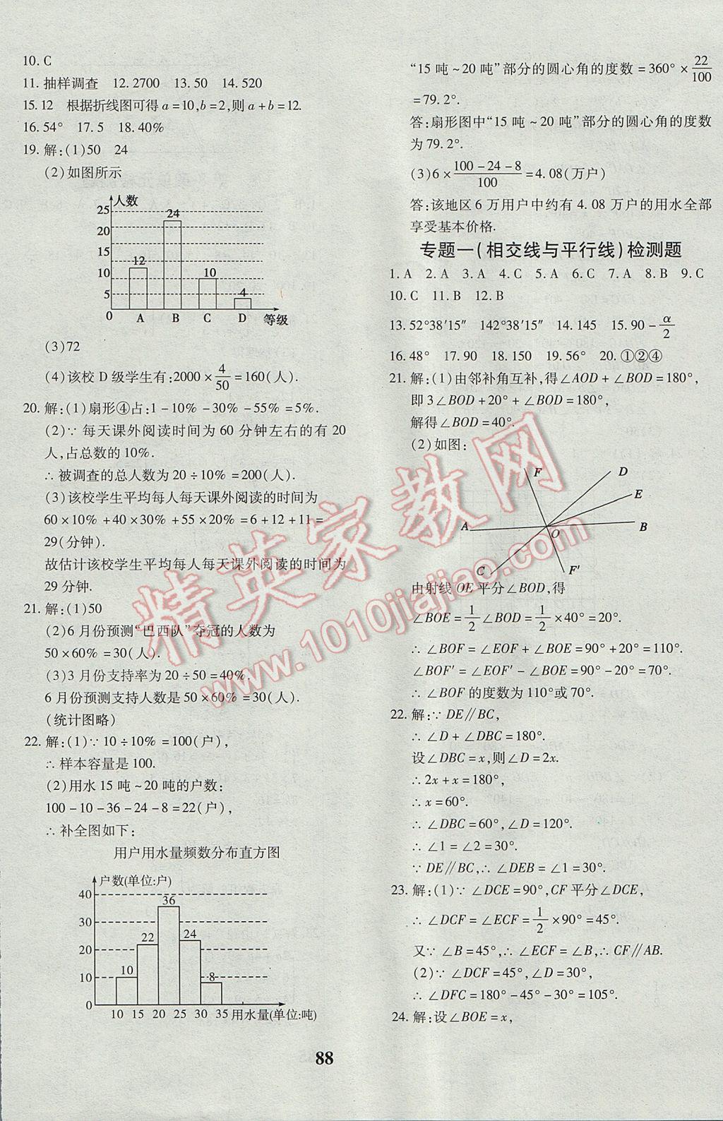 2017年黄冈360度定制密卷七年级数学下册人教版 参考答案第8页