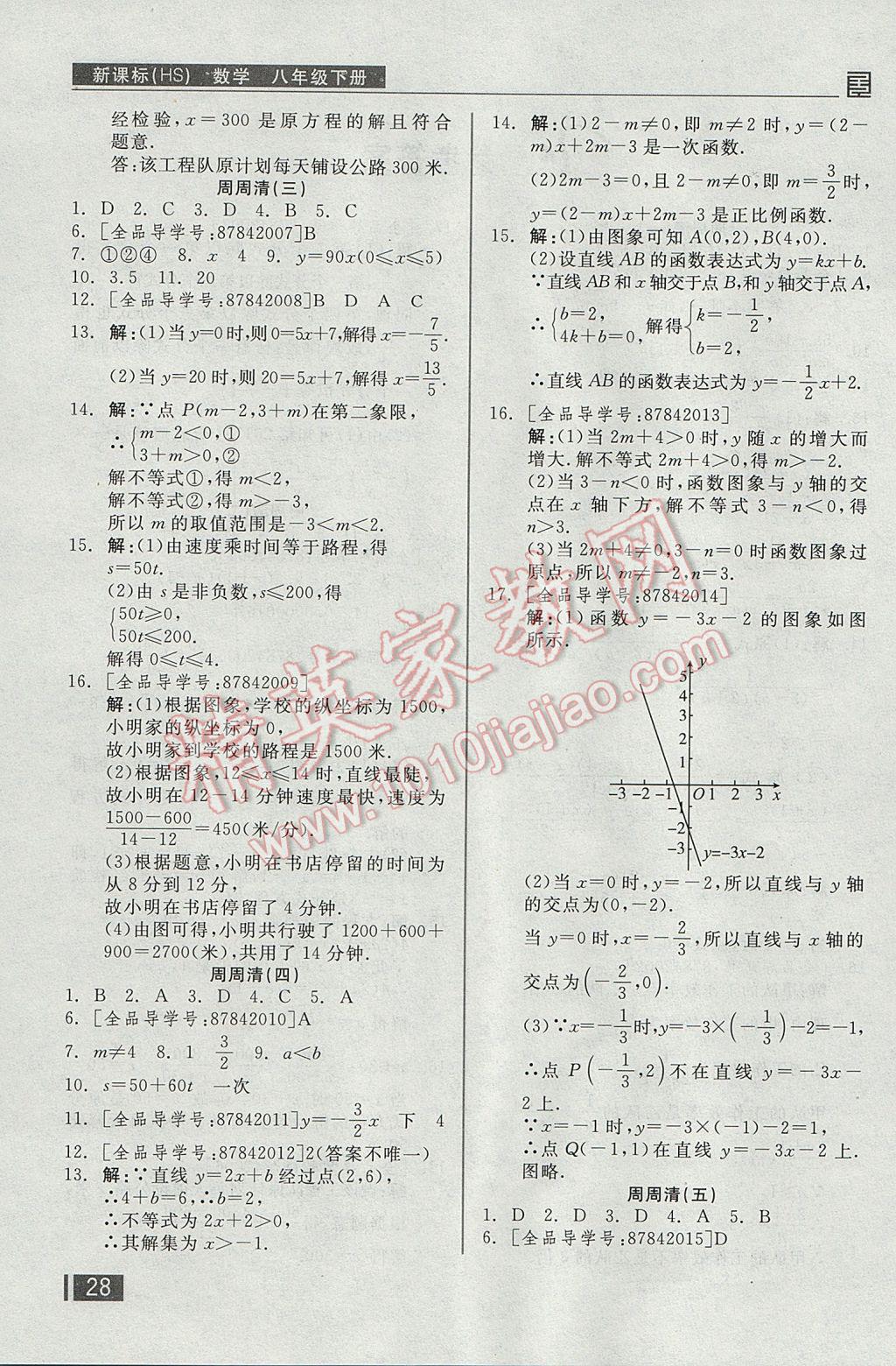 2017年全品小復(fù)習(xí)八年級(jí)數(shù)學(xué)下冊(cè)華師大版 周周清答案第13頁(yè)