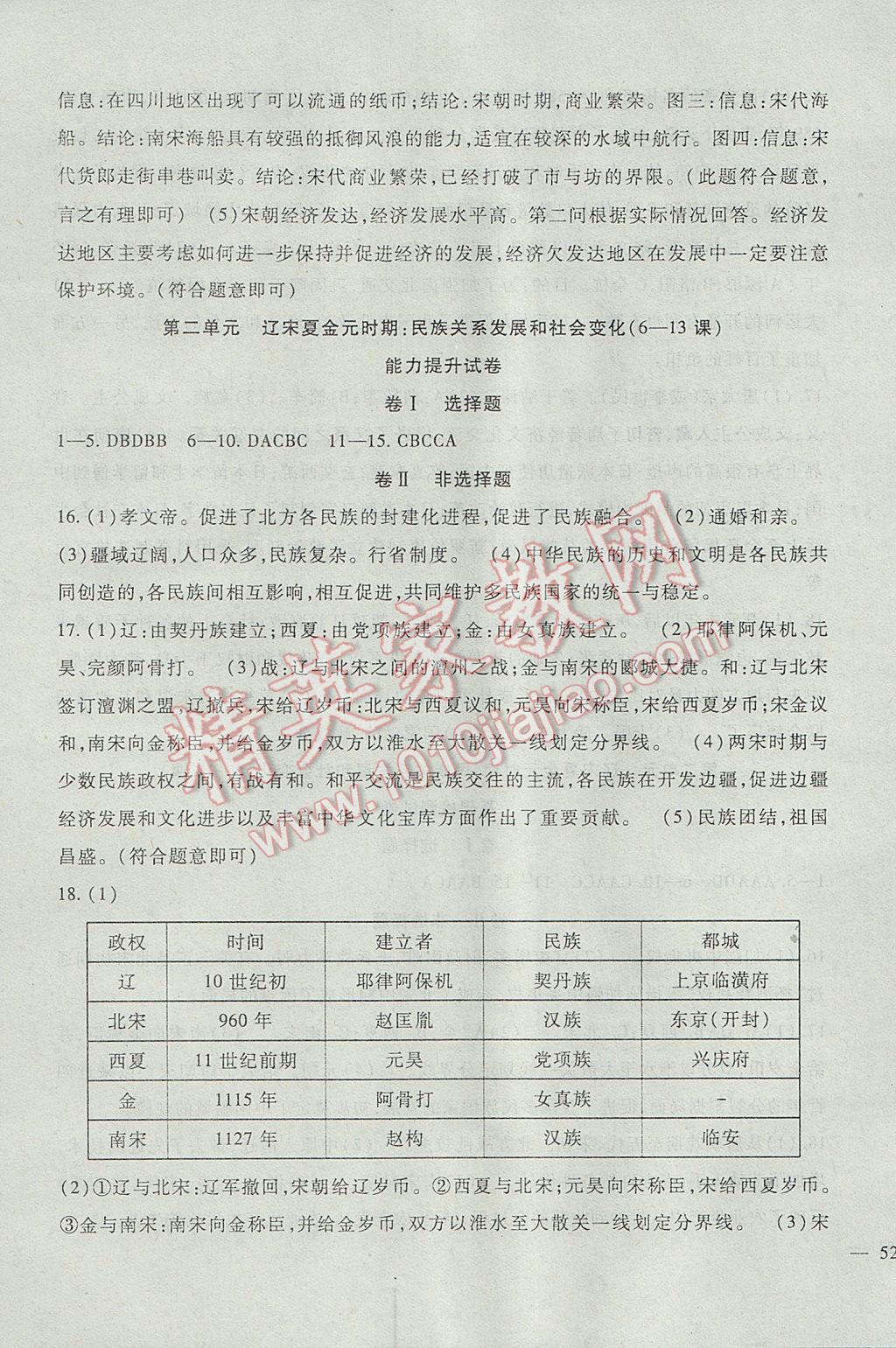 2017年海淀金卷七年級歷史下冊人教版 參考答案第3頁