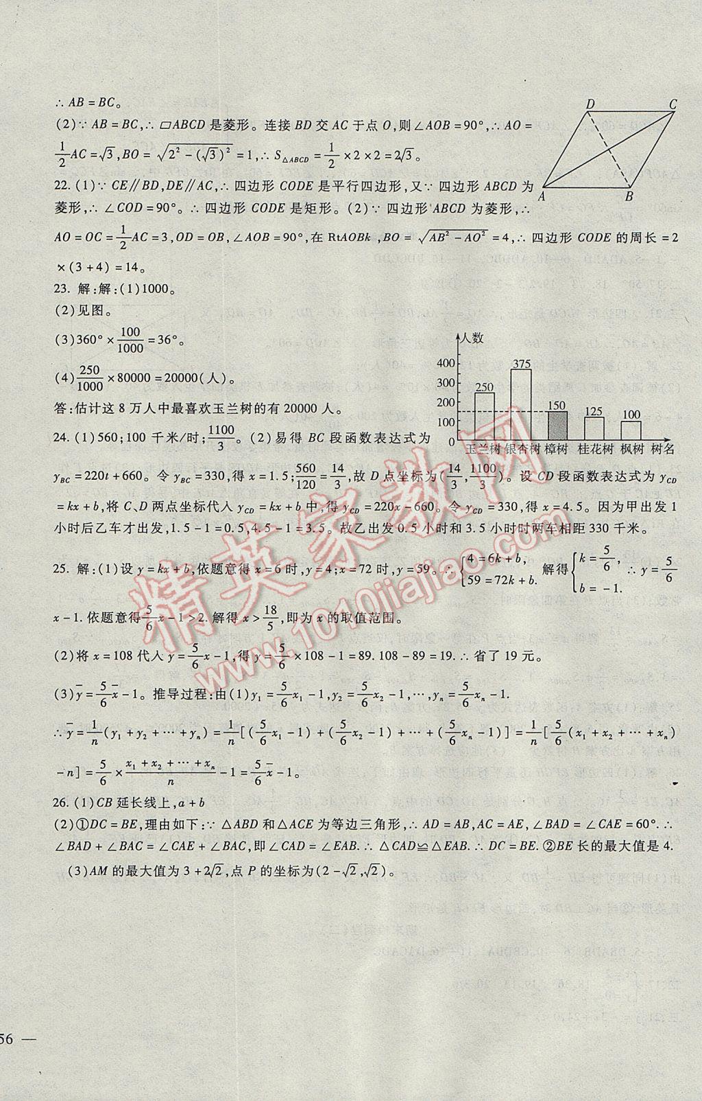 2017年海淀金卷八年级数学下册冀教版 参考答案第12页