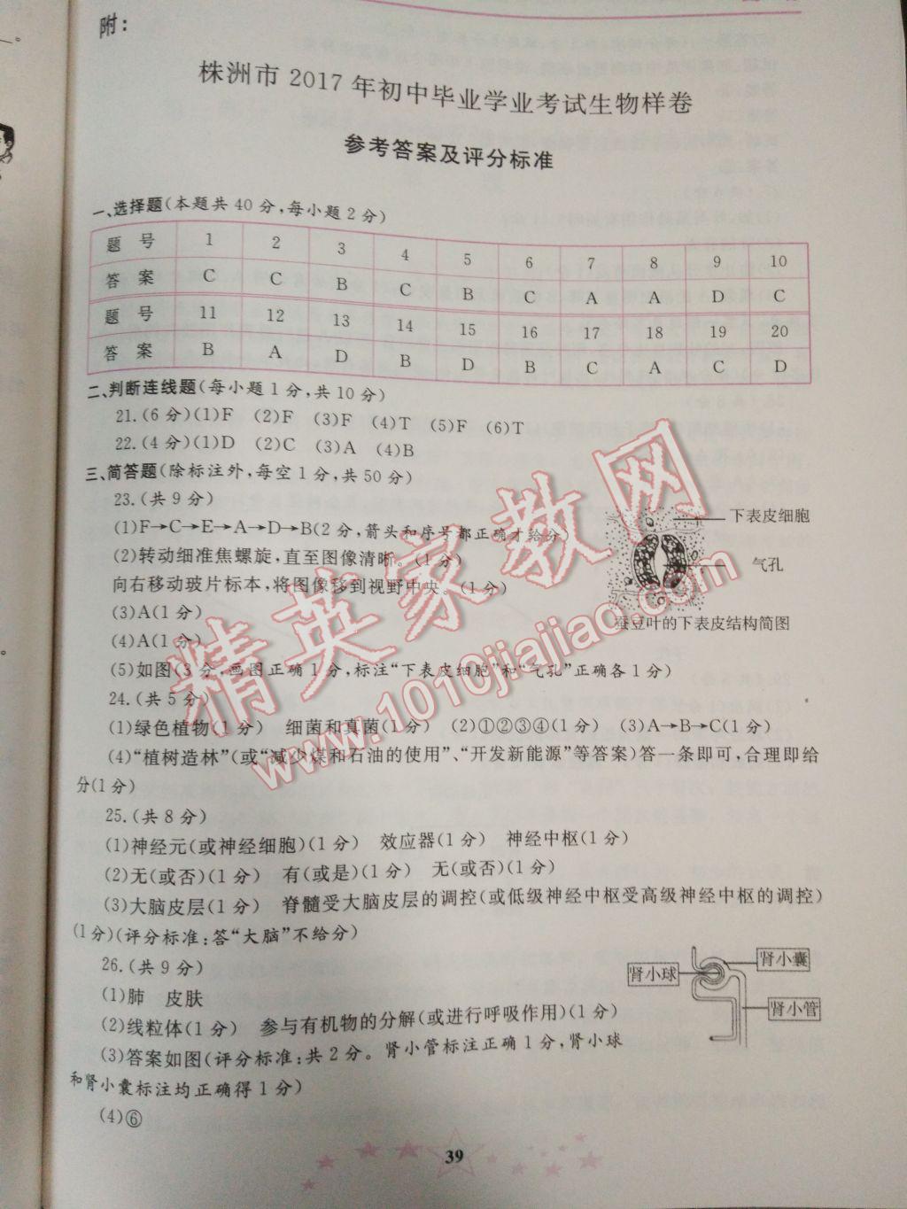 2017年株洲中考初中學(xué)業(yè)考試指導(dǎo)叢書(shū)八年級(jí)合訂本 參考答案第1頁(yè)