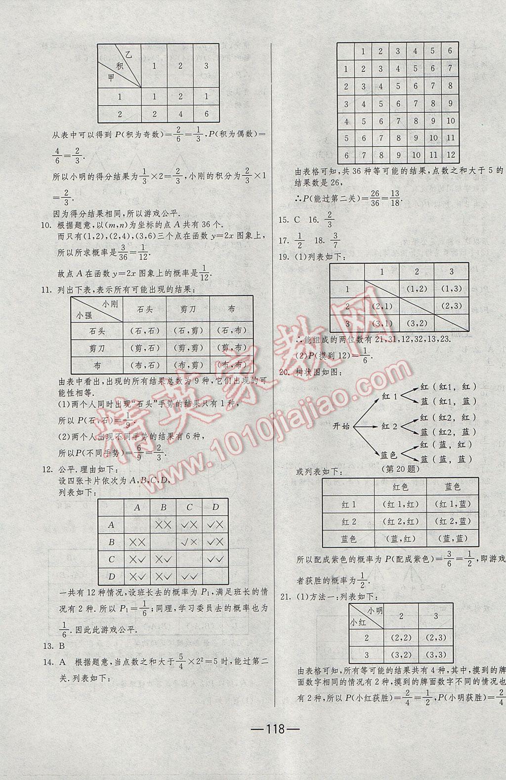 2016年期末闖關(guān)沖刺100分九年級數(shù)學全一冊北師大版 參考答案第6頁