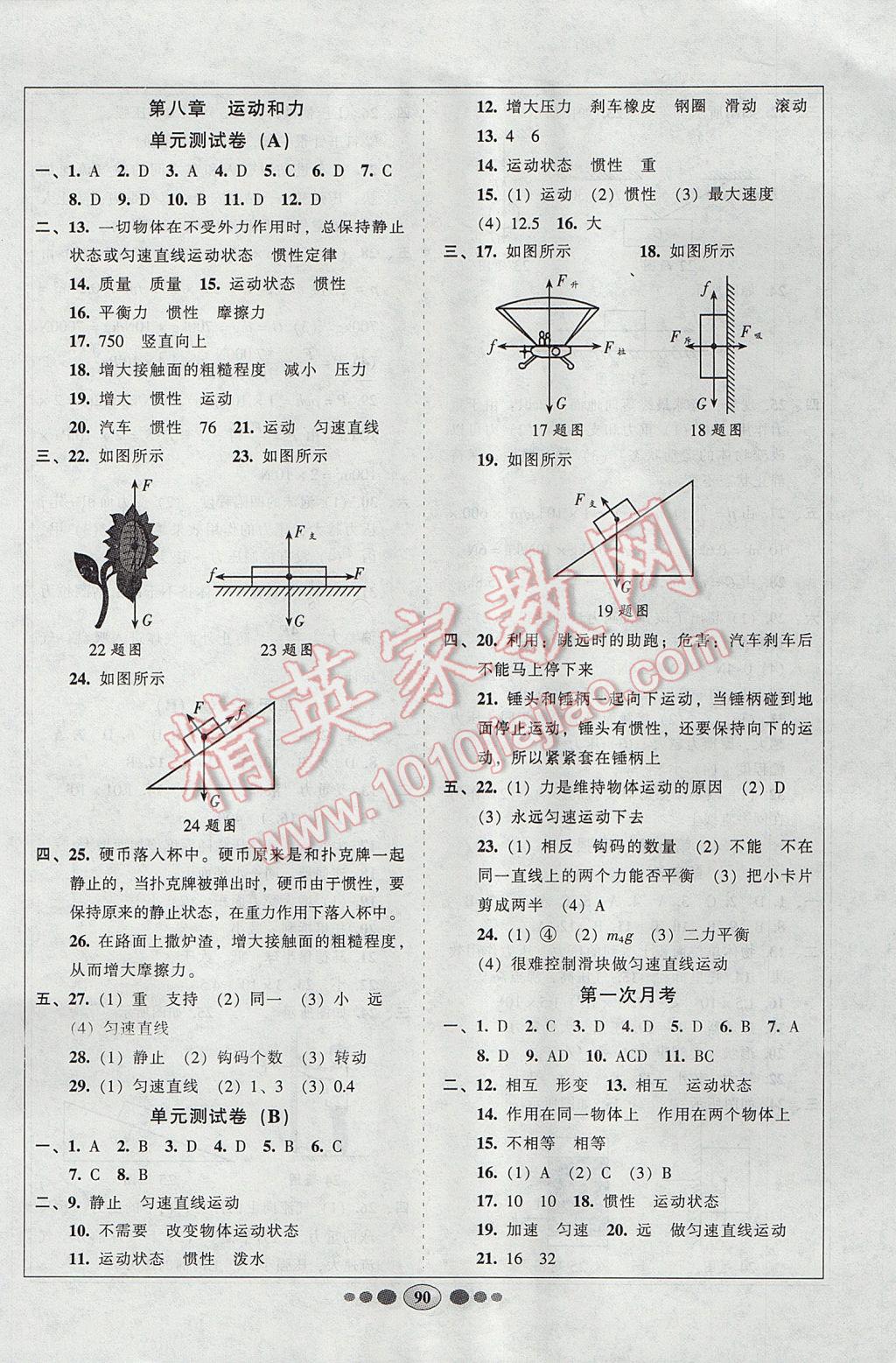 2017年好幫手全程測控八年級物理下冊人教版 參考答案第2頁