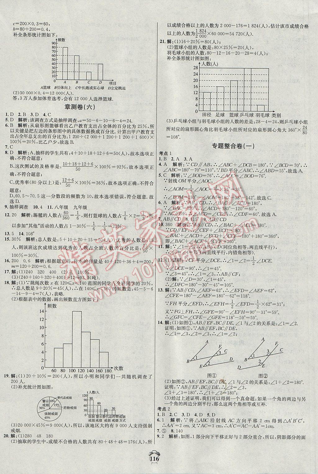 2017年阳光夺冠七年级数学下册人教版 参考答案第12页