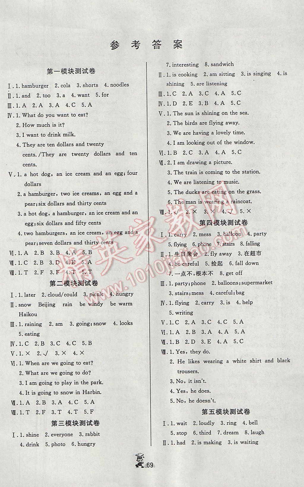 2017年百分金卷奪冠密題六年級(jí)英語(yǔ)下冊(cè)外研版 參考答案第1頁(yè)