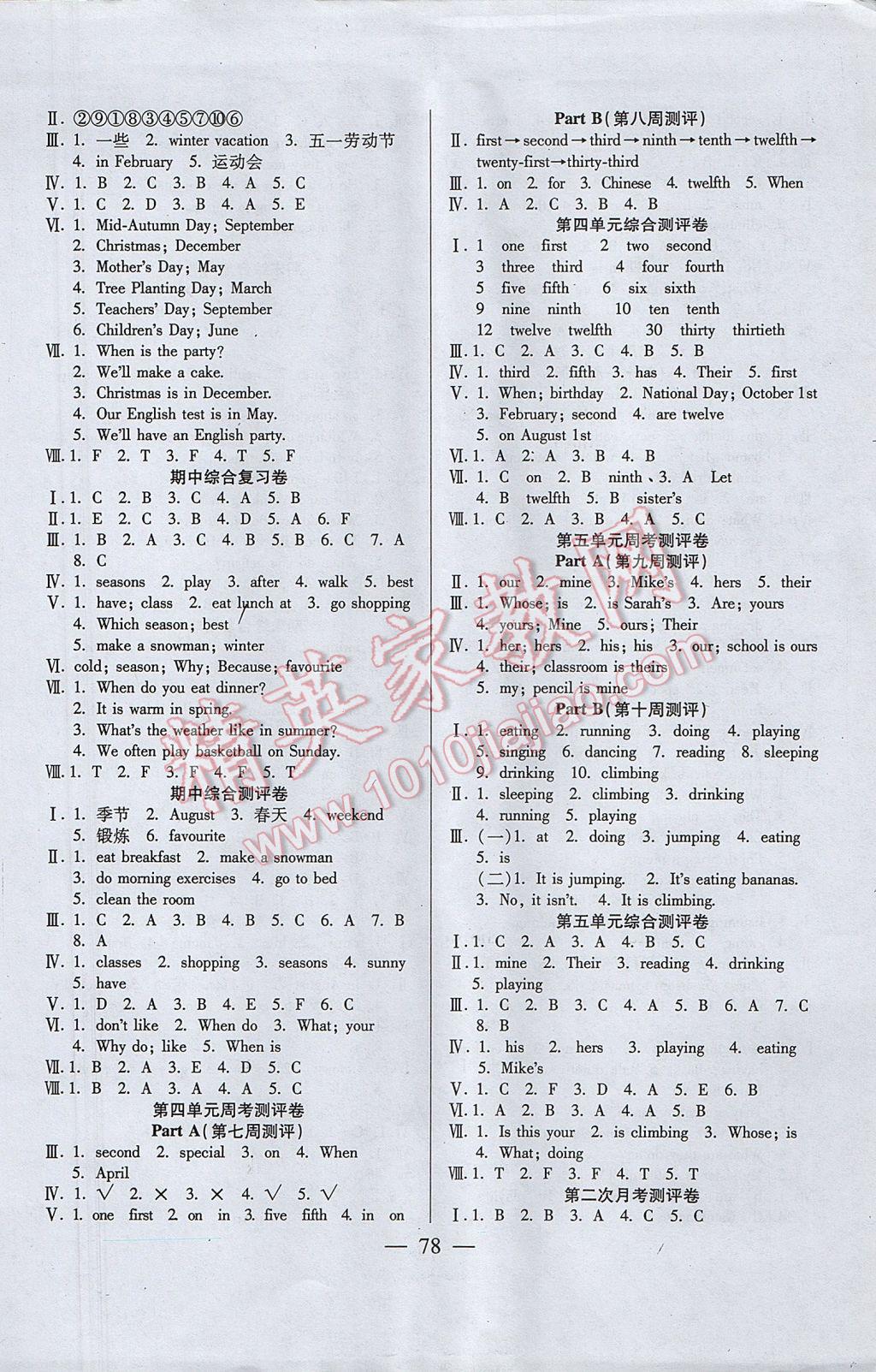 2017年手拉手全優(yōu)練考卷五年級(jí)英語下冊(cè)人教PEP版 參考答案第2頁