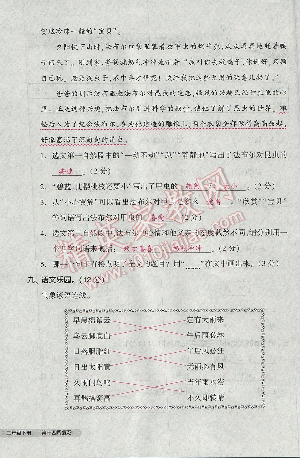 2017年全品小復(fù)習(xí)三年級語文下冊北師大版 參考答案第80頁