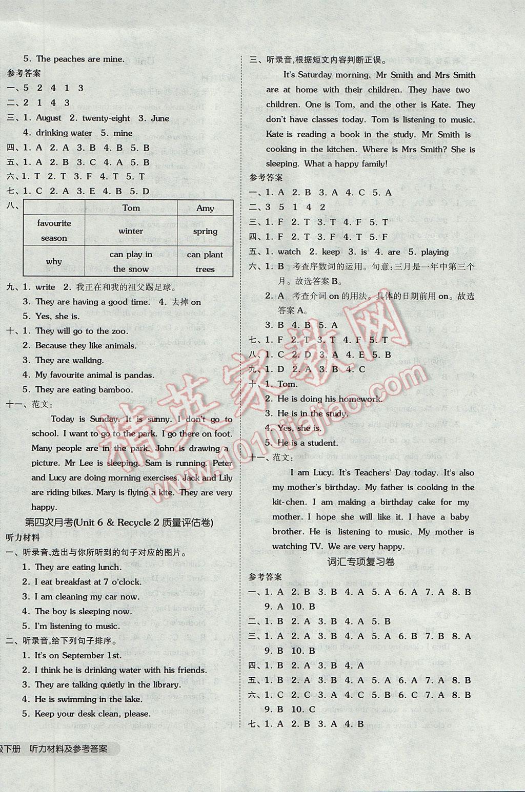 2017年全品小復(fù)習(xí)五年級(jí)英語(yǔ)下冊(cè)人教PEP版 參考答案第8頁(yè)