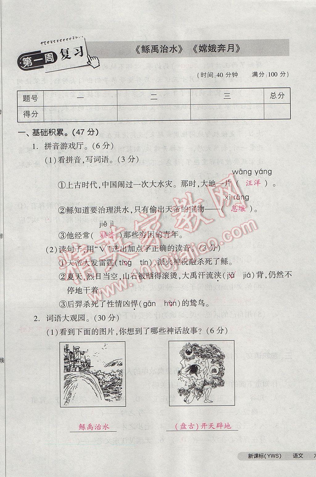 2017年全品小復(fù)習(xí)六年級語文下冊語文S版 參考答案第1頁