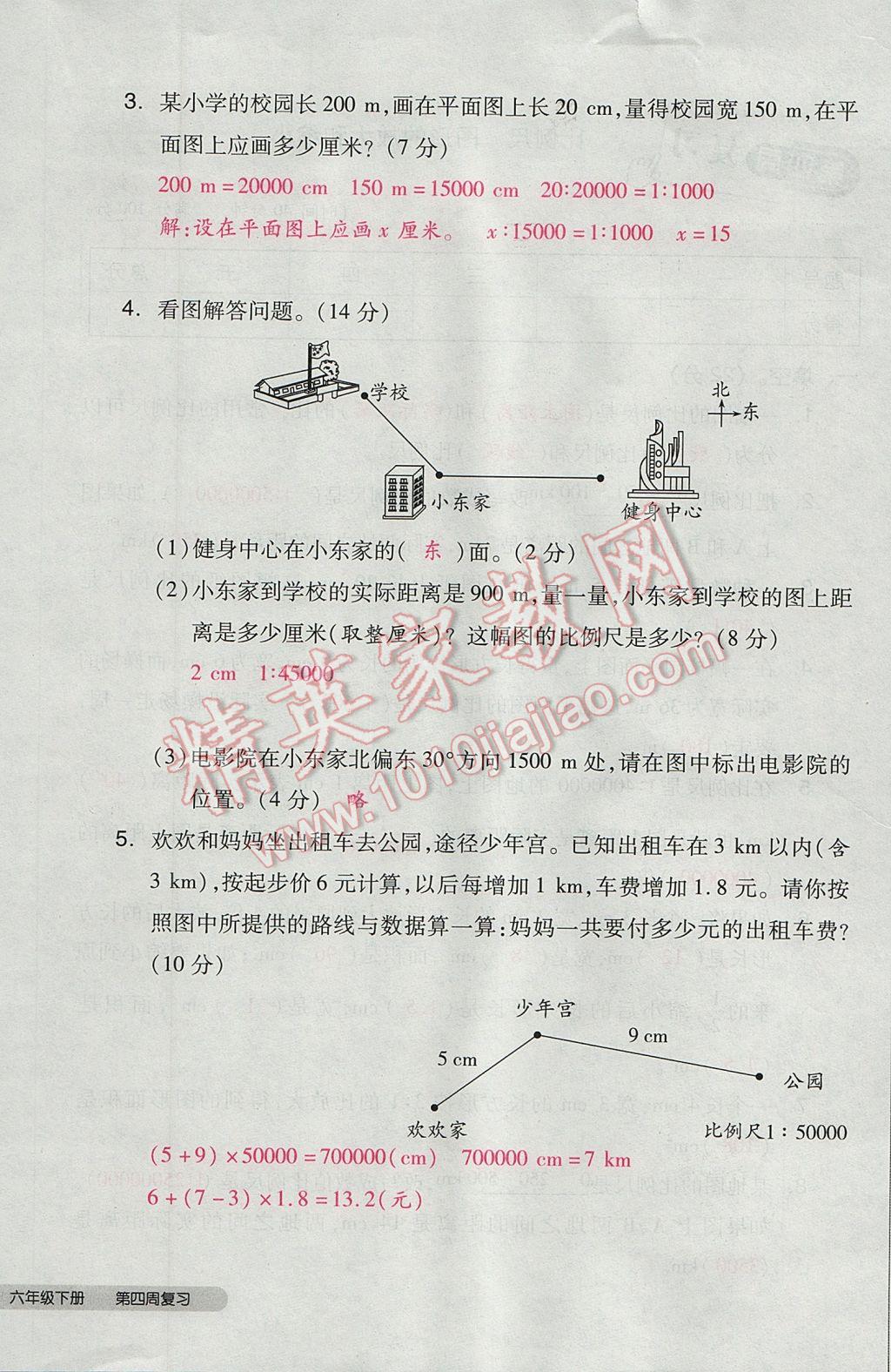 2017年全品小复习六年级数学下册北师大版 参考答案第20页