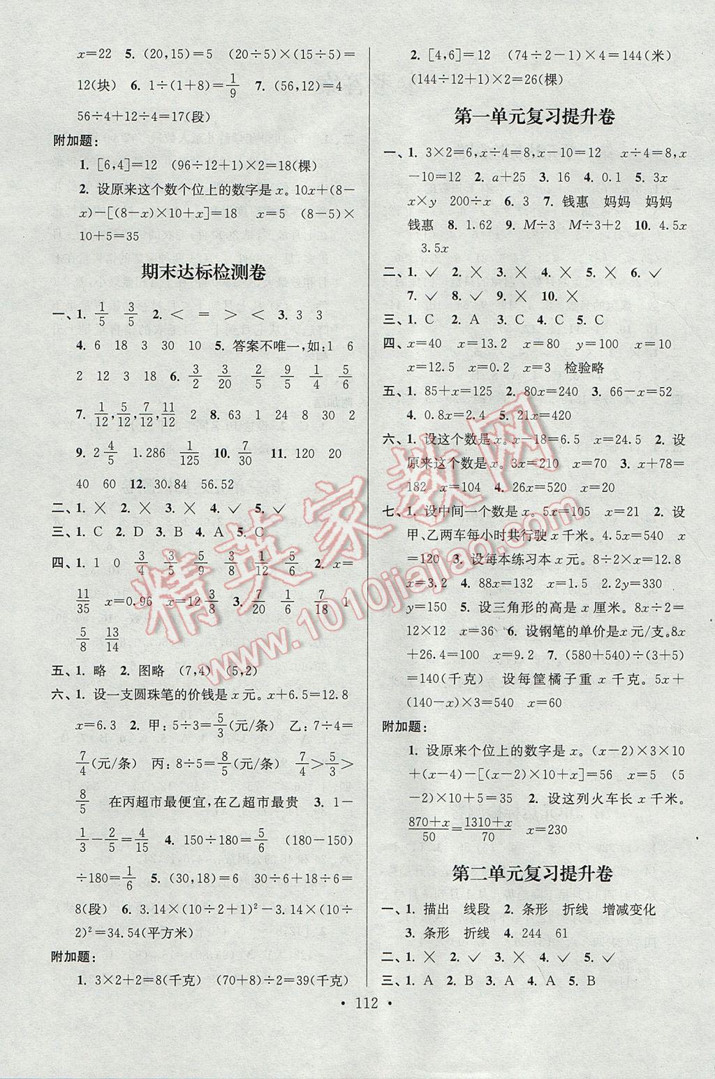 2017年江苏好卷五年级数学下册江苏版 参考答案第4页