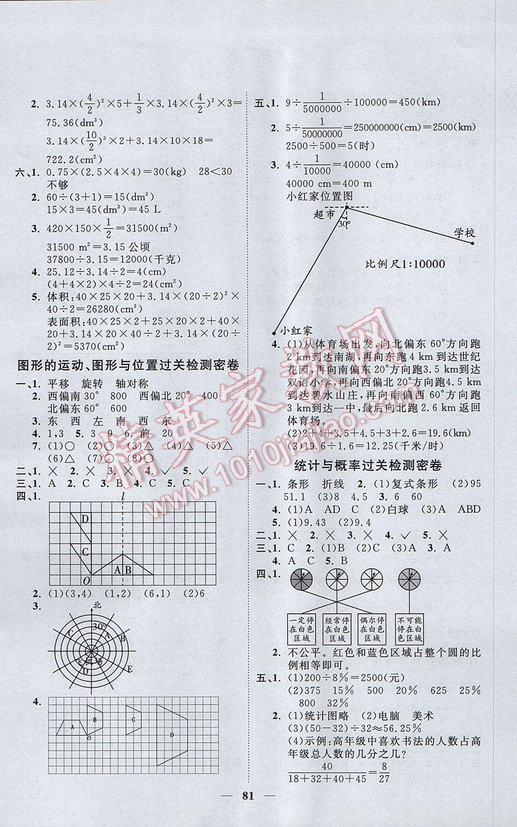 2017年一線名師全優(yōu)好卷六年級數學下冊北師大版 參考答案第5頁