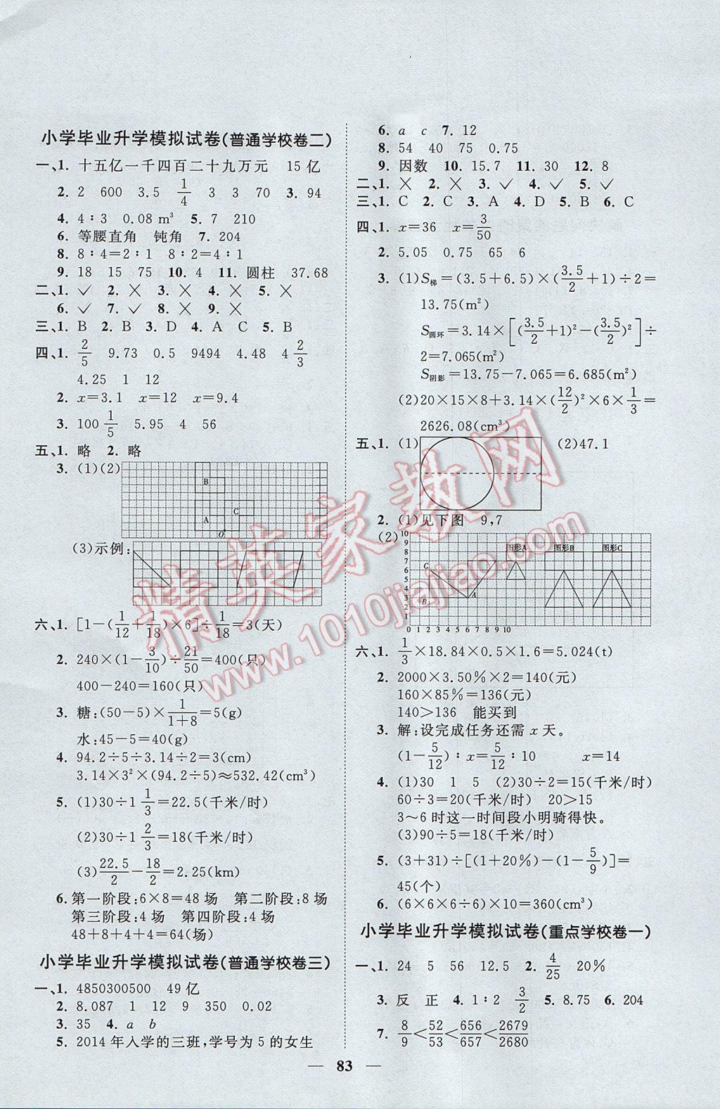 2017年一線名師全優(yōu)好卷六年級數(shù)學(xué)下冊北師大版 參考答案第7頁