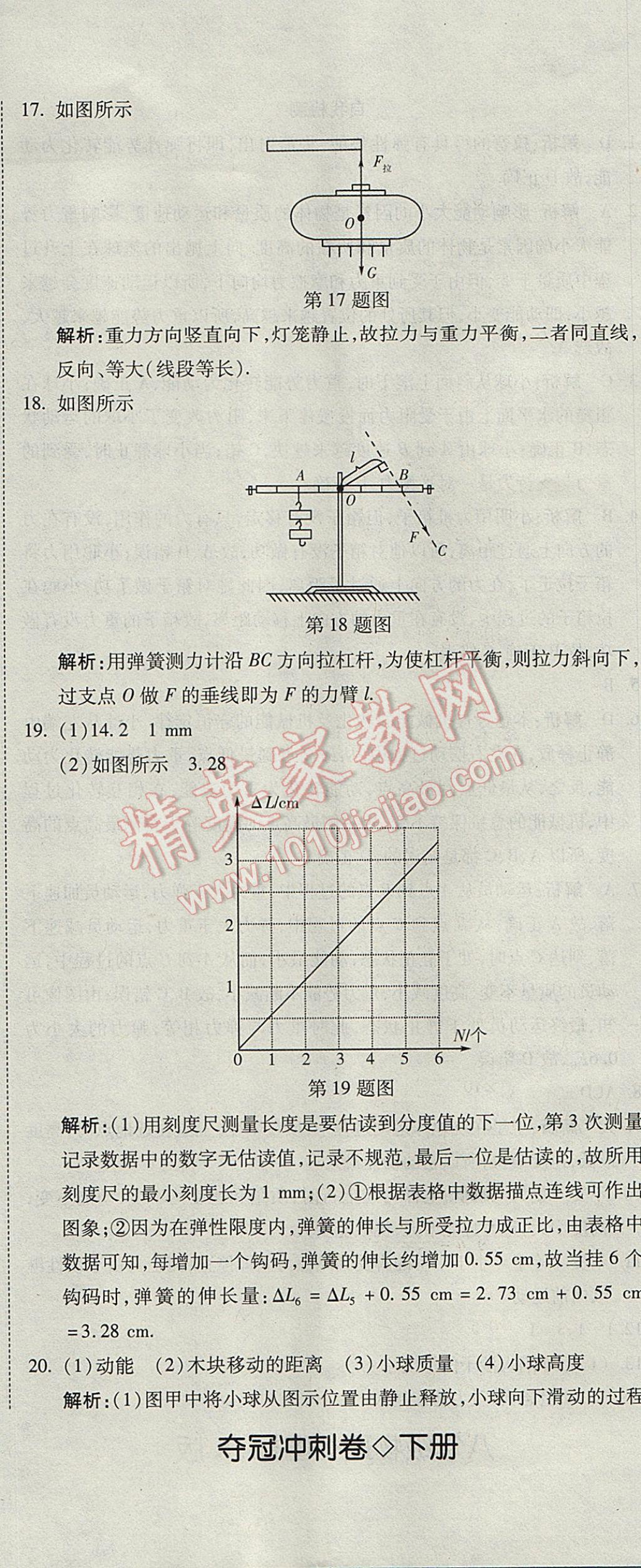 2017年奪冠沖刺卷八年級物理下冊教科版 參考答案第17頁