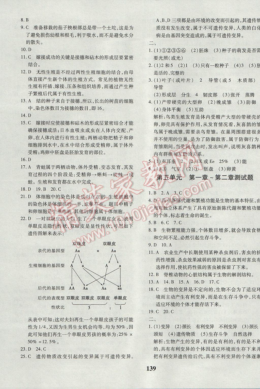 2017年黃岡360度定制密卷八年級(jí)生物下冊(cè)濟(jì)南版 參考答案第11頁(yè)