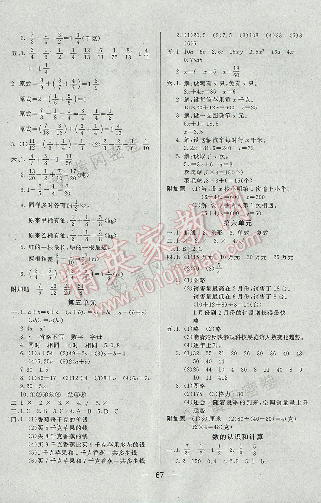 2017年王后雄黃岡密卷五年級(jí)數(shù)學(xué)下冊(cè)西師大版 參考答案第3頁
