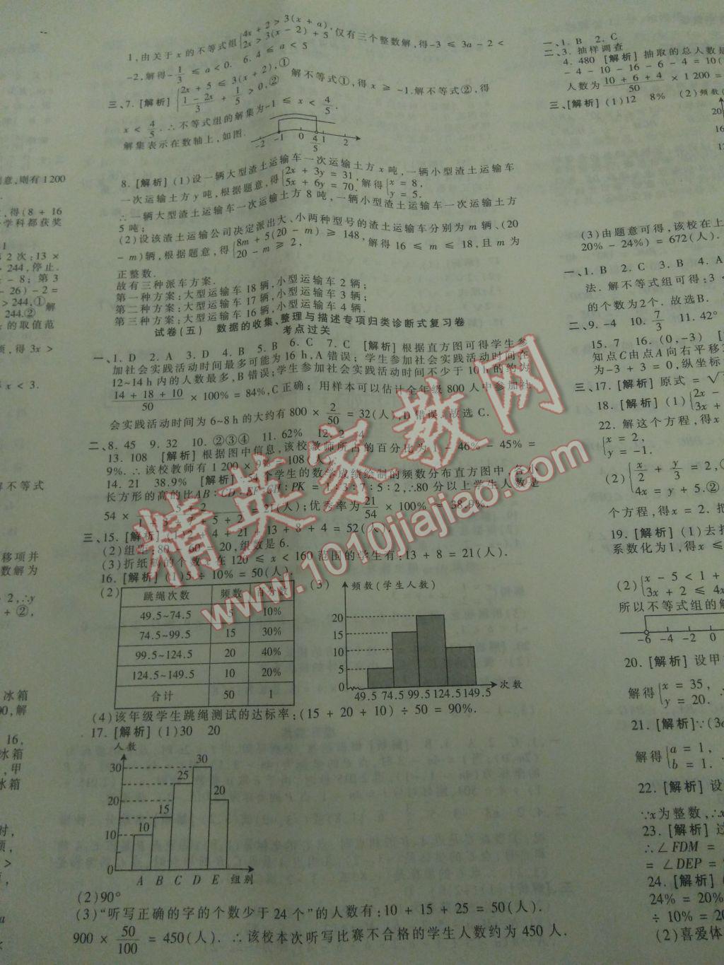 2017年王朝霞各地期末试卷精选七年级数学下册人教版湖北专版 参考答案第5页