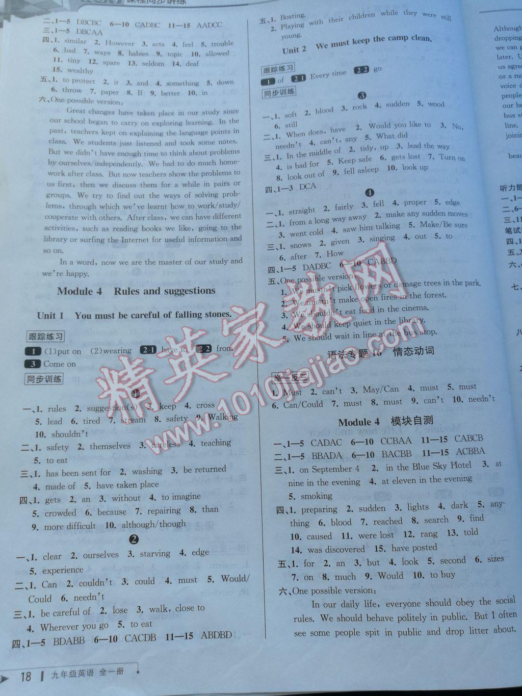 2017年教與學(xué)課程同步講練九年級英語全一冊外研版 參考答案第17頁