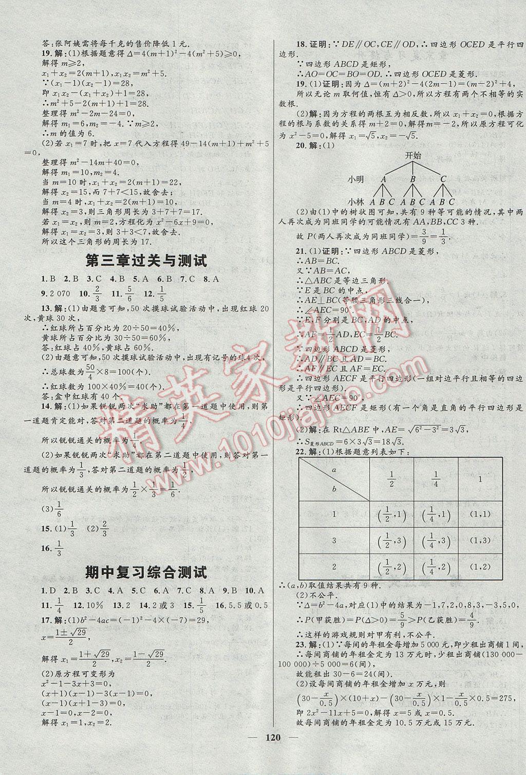 2017年奪冠百分百新導(dǎo)學(xué)課時(shí)練九年級(jí)數(shù)學(xué)上冊(cè)北師大版 參考答案第18頁(yè)