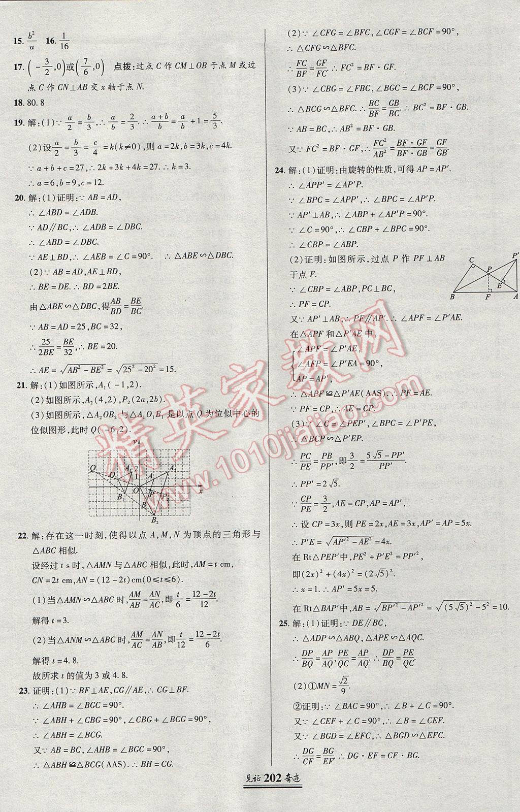 2017年見證奇跡英才學(xué)業(yè)設(shè)計(jì)與反饋九年級(jí)數(shù)學(xué)上冊(cè)北師大版 參考答案第37頁(yè)