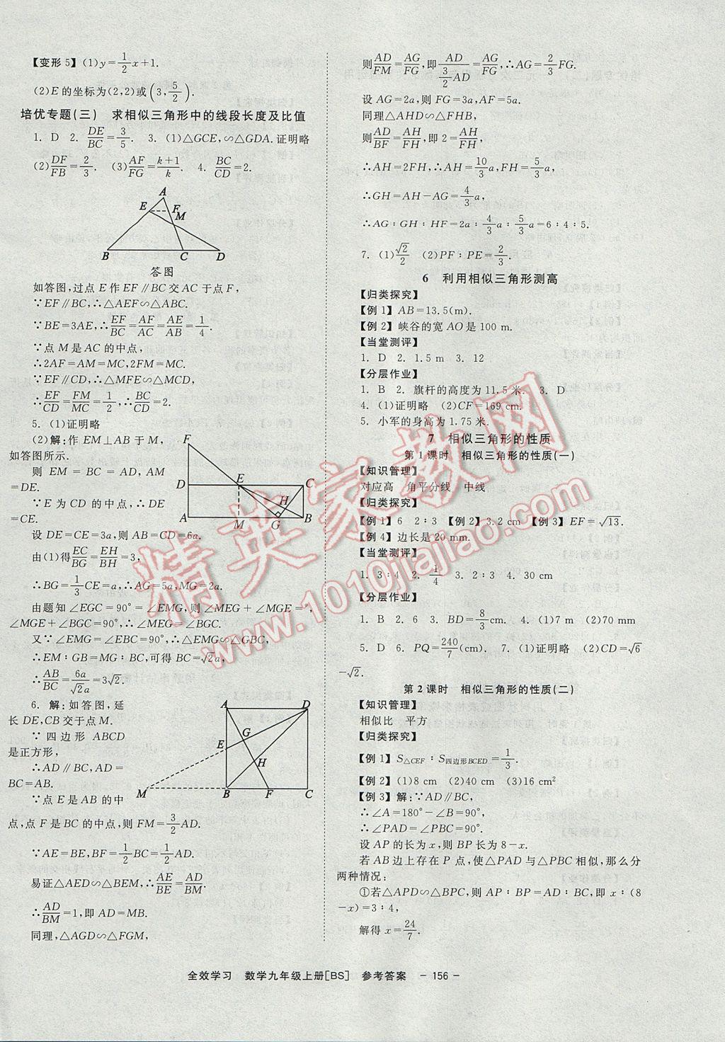 2017年全效學習學業(yè)評價方案九年級數學上冊北師大版北京時代華文書局 參考答案第8頁