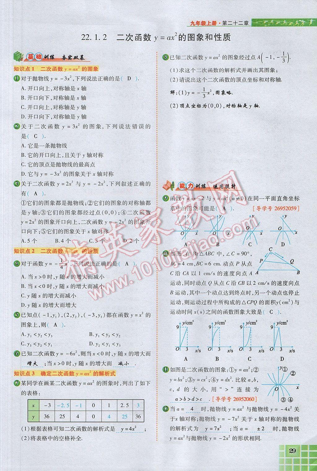 2017年見證奇跡英才學(xué)業(yè)設(shè)計(jì)與反饋九年級數(shù)學(xué)上冊人教版 第二十二章 二次函數(shù)第72頁