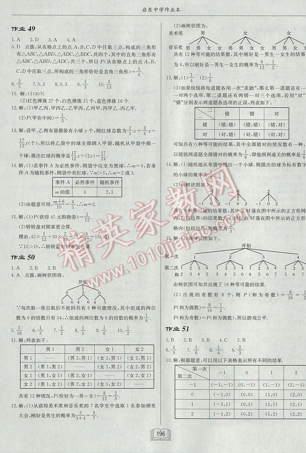 2017年啟東中學(xué)作業(yè)本九年級數(shù)學(xué)上冊人教版 參考答案第24頁