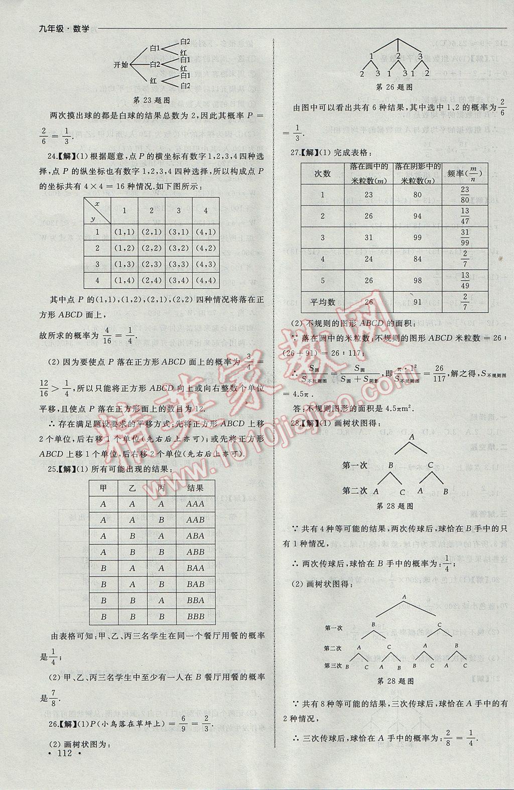 2017年為了燦爛的明天同步訓(xùn)練與拓展九年級數(shù)學(xué)上冊蘇科版 參考答案第24頁