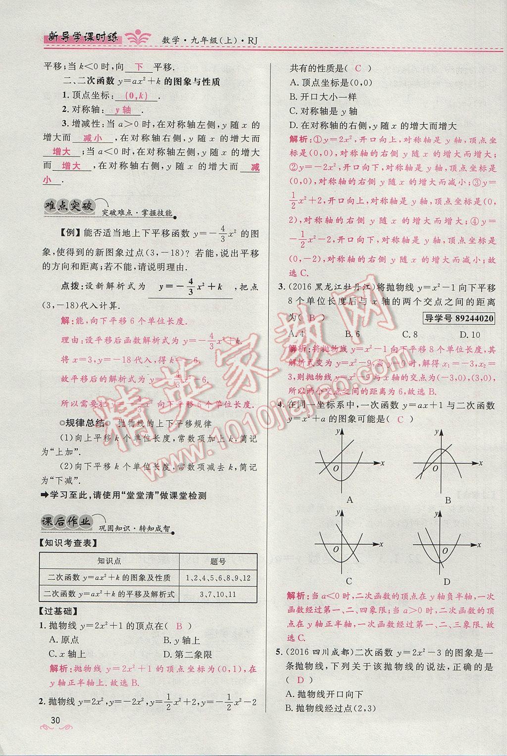 2017年夺冠百分百新导学课时练九年级数学上册人教版 第二十二章 二次函数第83页