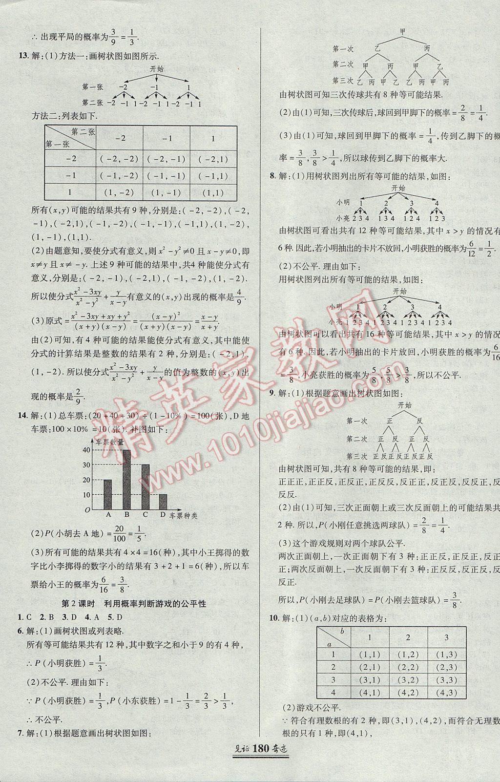 2017年見證奇跡英才學(xué)業(yè)設(shè)計(jì)與反饋九年級數(shù)學(xué)上冊北師大版 參考答案第15頁