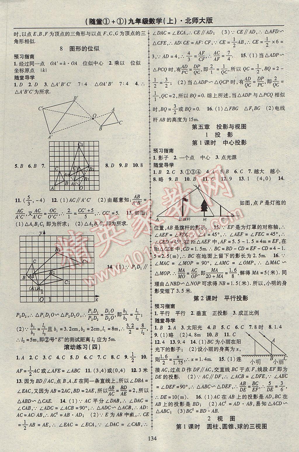 2017年随堂1加1导练九年级数学上册北师大版 参考答案第10页