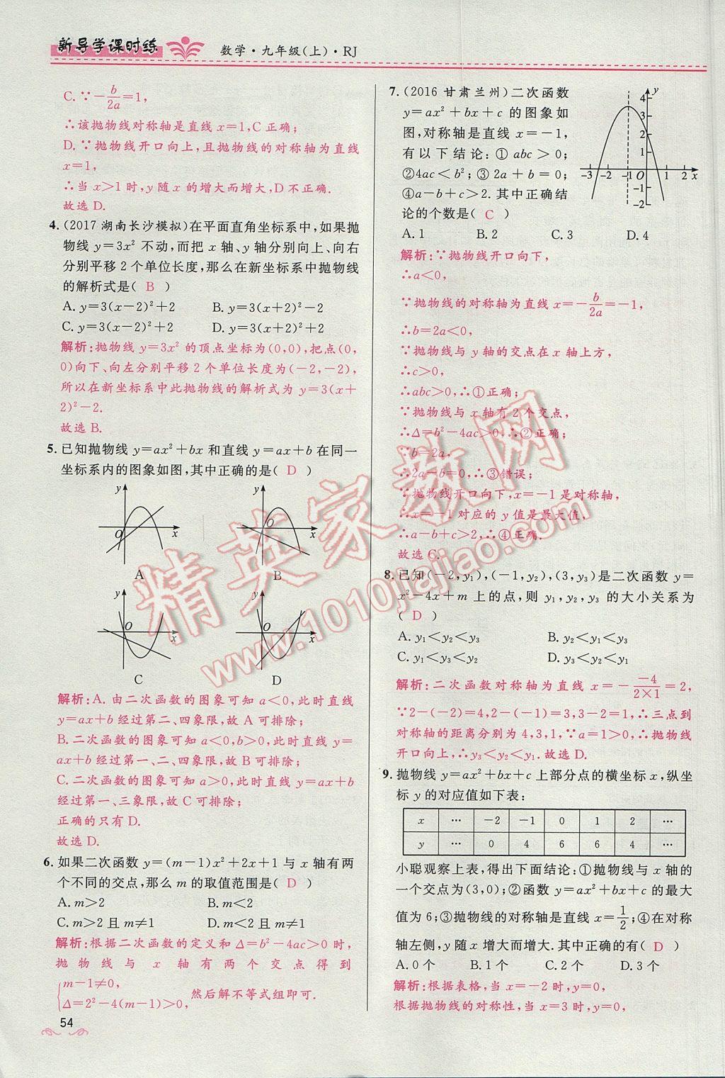 2017年奪冠百分百新導(dǎo)學(xué)課時(shí)練九年級(jí)數(shù)學(xué)上冊(cè)人教版 第二十二章 二次函數(shù)第107頁