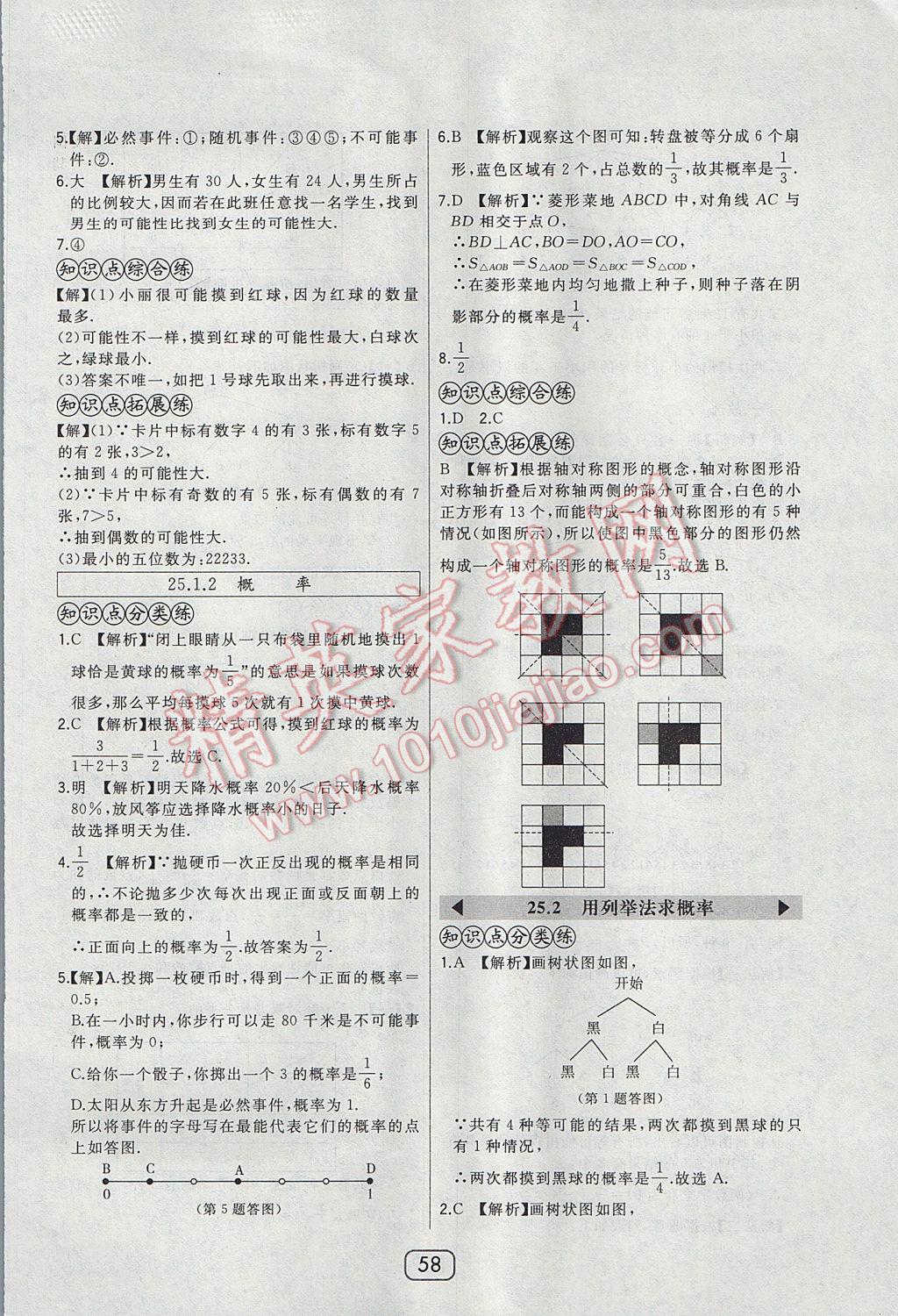 2017年北大绿卡九年级数学上册人教版 参考答案第41页