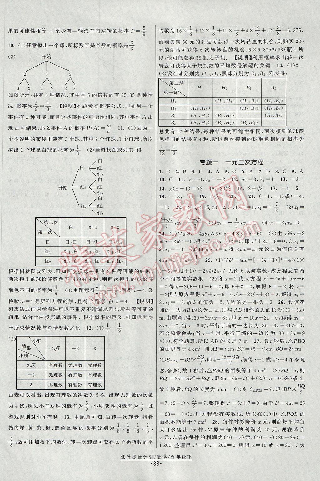 2017年課時(shí)提優(yōu)計(jì)劃作業(yè)本九年級(jí)數(shù)學(xué)上冊(cè)蘇科版 參考答案第14頁(yè)